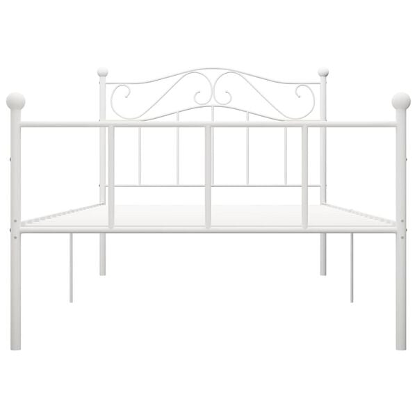 vidaXL Bed Frame White Metal Twin Durable Bed Frame Rectangular