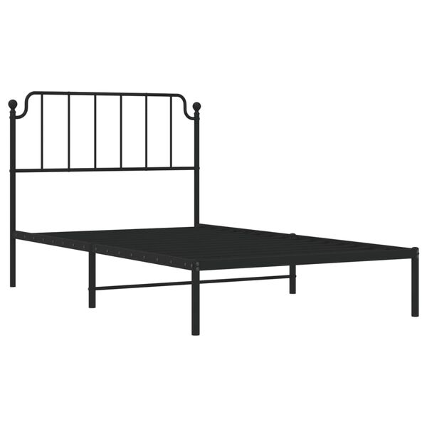 vidaXL Bed Frame Black Powder-Coated Steel 42.1 x 79.9 in Bed