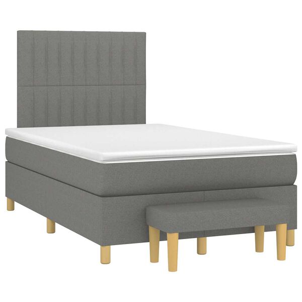 vidaXL Box Spring Bed Dark grey, White