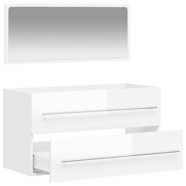 vidaXL Bathroom Cabinet With Mirror High gloss white Engineered wood