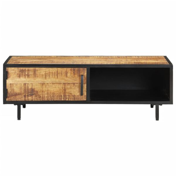 vidaXL Coffee Table Brown Rough Mango Wood, Powder-Coated Steel