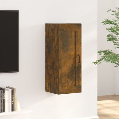 vidaXL Hanging Cabinet Smoked Oak 13.8"x13.4"x35.4" Engineered Wood