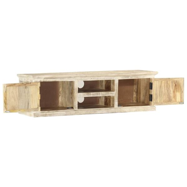 vidaXL TV Cabinet White Solid mango wood 51.2 x 11.8 x 14.2 in