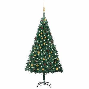 vidaXL Artificial Pre-lit Christmas Tree with Ball Set Green 82.7" PVC