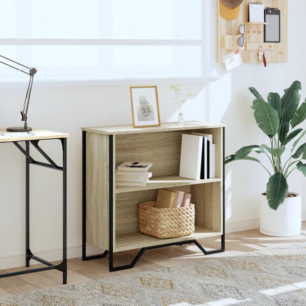 vidaXL Bookcase Sonoma oak Engineered wood, Metal 31.5 x 12.2 x 29.3 in