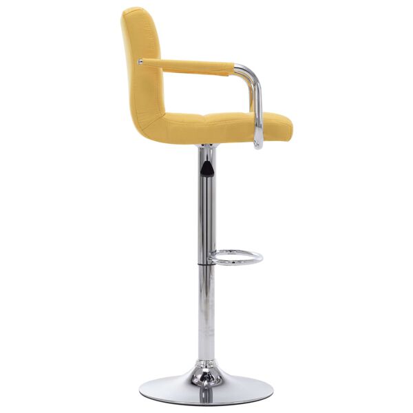 vidaXL Bar Chair Set of 2 Yellow Chrome-plated steel and fabric