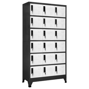 vidaXL Locker Cabinet Anthracite and White Steel Large Locker Cabinet