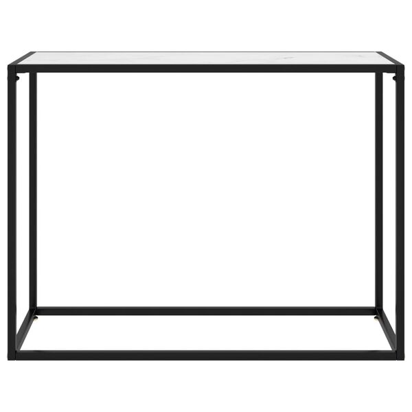 vidaXL Console Table White and Black Tempered Glass, Powder-Coated Steel