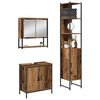 vidaXL Bathroom Furniture Set with Shelf 3 pcs Brown Engineered wood