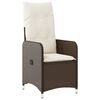 vidaXL Reclining Garden Chair Brown PE rattan, powder-coated steel Medium