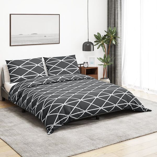 vidaXL Duvet Cover Set Grey 100% Cotton 94.5x86.6 in Durable