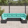 vidaXL Garden Sofa Set 7 pcs Black and Turquoise Poly rattan