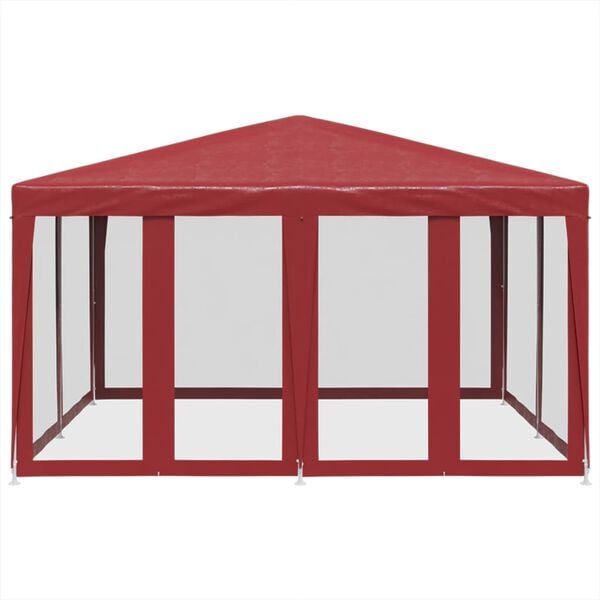 vidaXL Party Tent with 8 Mesh Sidewalls Red  13.1x13.1' HDPE