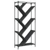 vidaXL Bookcase Black Engineered Wood, Metal 31.1 x 11.8 x 70.9 in