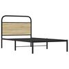 vidaXL Bed Frame Sonoma Oak Steel 35.4 x 78.7 in Bed Frame Rectangular