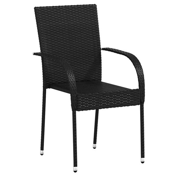 vidaXL Dining Chair Set of 2 Black PE rattan and powder-coated steel