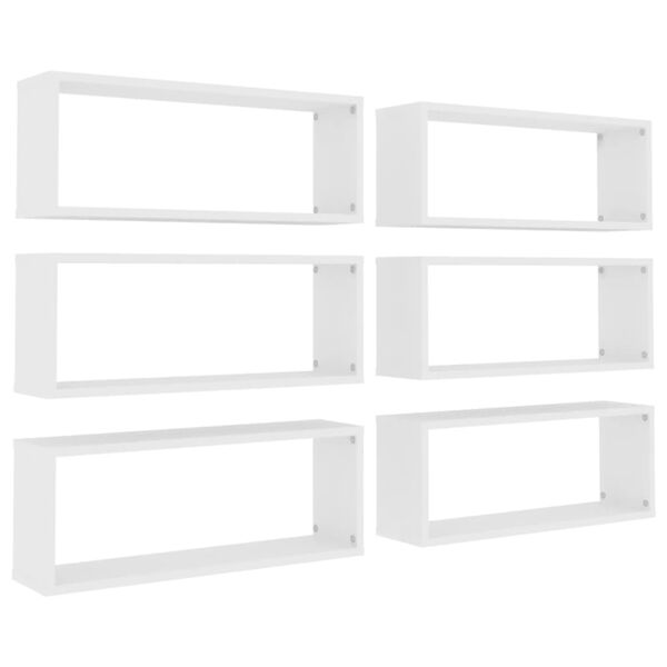 vidaXL Wall Shelf Set of 6 White Engineered wood Medium Wall mounting