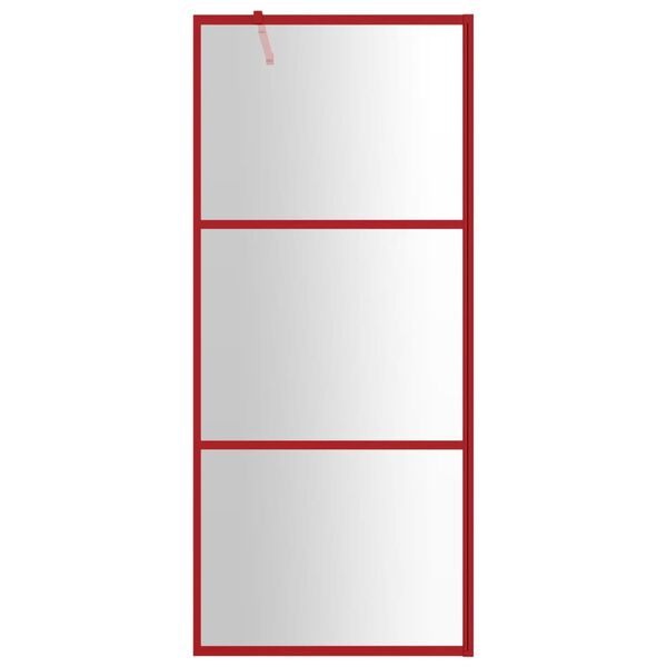 vidaXL Walk-in Shower Wall with Clear ESG Glass Red 35.4"x76.8"