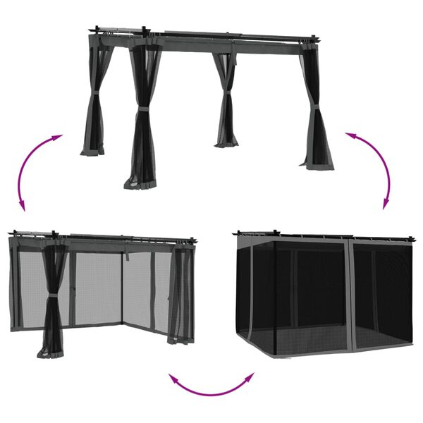 vidaXL Gazebo with Mesh Walls Anthracite 9.8'x9.8' Steel