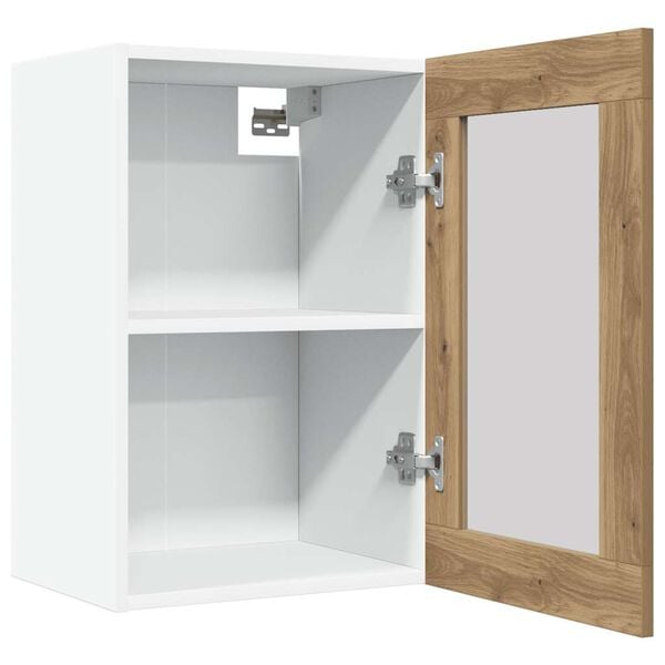 vidaXL Hanging Glass Cabinet Artisan Oak Engineered wood, Glass Medium