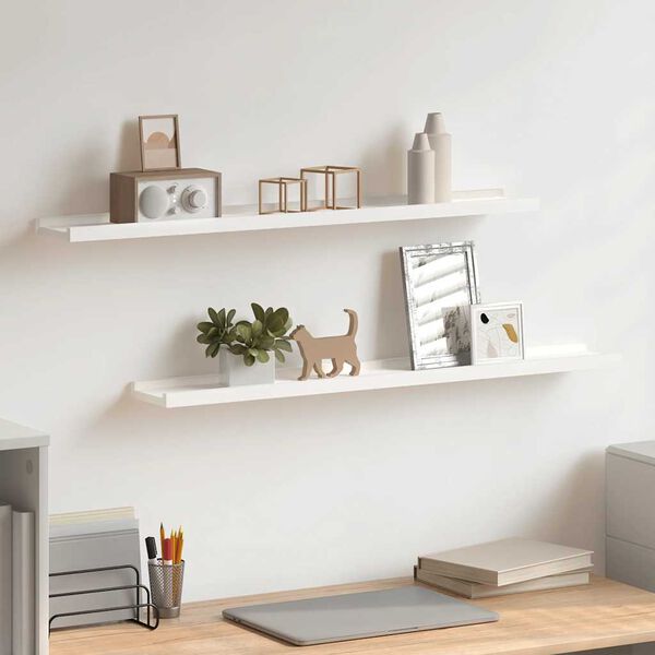 vidaXL Frame Ledge Shelf Set of 2 White MDF 31.5 in long Wall mounting