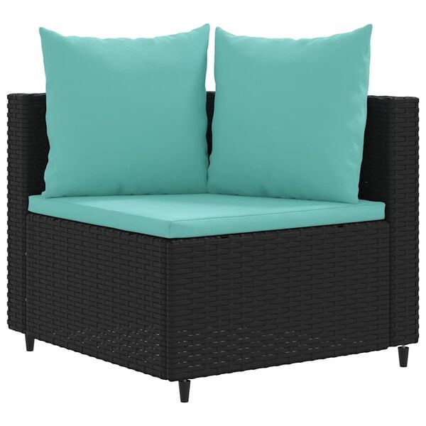 vidaXL Patio Sofa Set Set of 6 Black, Water blue