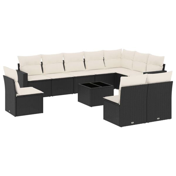 vidaXL Garden Sofa Set Black and Cream