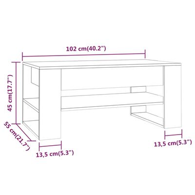 vidaXL Coffee Table Concrete Gray 40.2"x21.7"x17.7" Engineered Wood