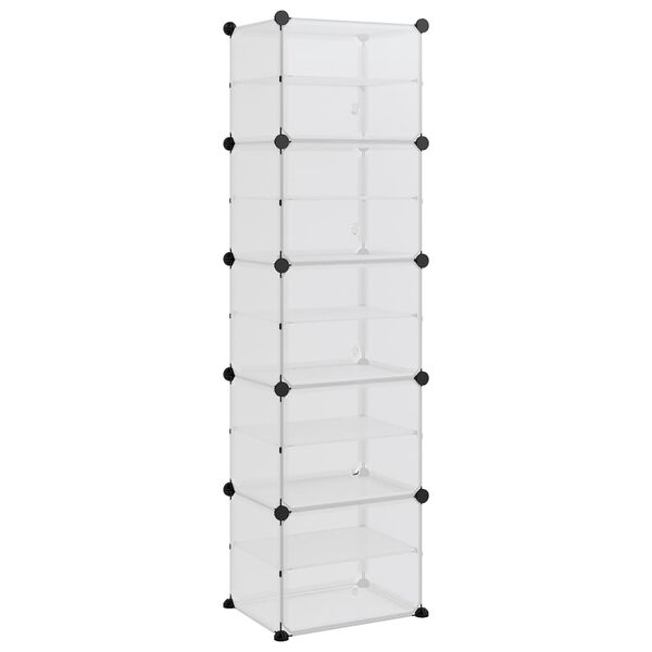 vidaXL Shoe Rack Transparent PP Plastic, Steel 60.4 in height Stackable