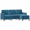vidaXL 3-Seater Sofa with Footstool Blue 70.9" Velvet