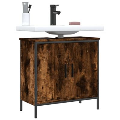 vidaXL Bathroom Sink Cabinet Smoked Oak 23.6"x11.8"x23.6" Engineered Wood