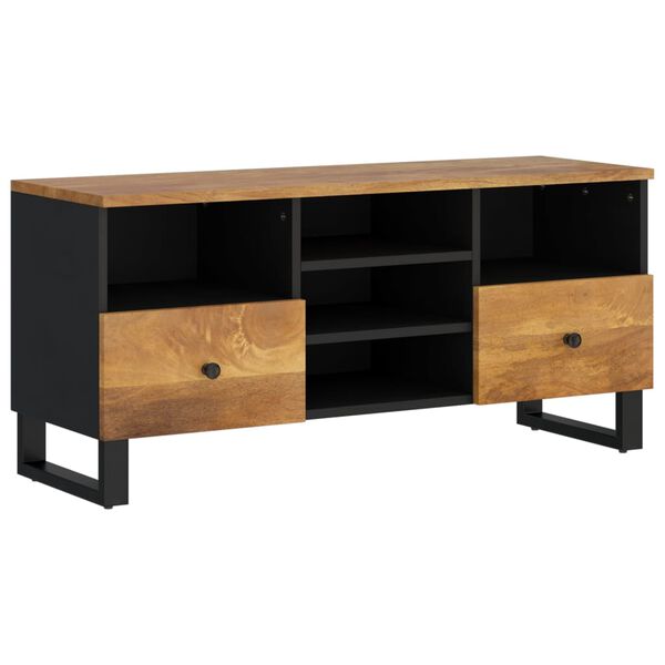 vidaXL TV Cabinet Honey brown, Black Solid mango wood, Engineered wood, Iron
