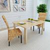 vidaXL Dining Chair Set of 2 Brown Abaca leaves, solid mango wood Medium
