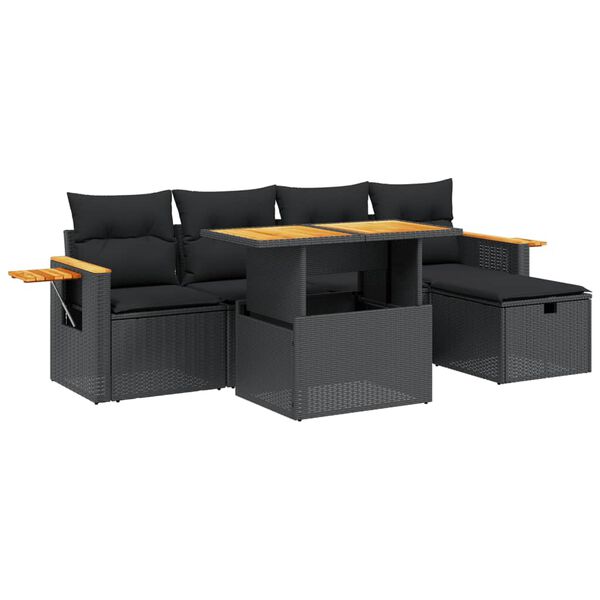 vidaXL Garden Sofa Set Black PE rattan Medium Modular Garden Sofa Set