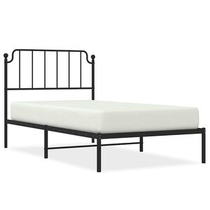 vidaXL Bed Frame Black Powder-Coated Steel Twin Bed Frame Rectangular