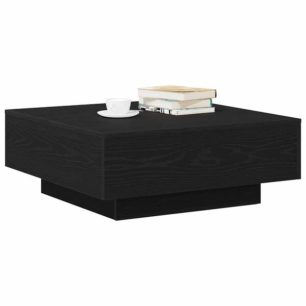 vidaXL Coffee Table Black Oak 31.50 x 31.50 x 12.20 in