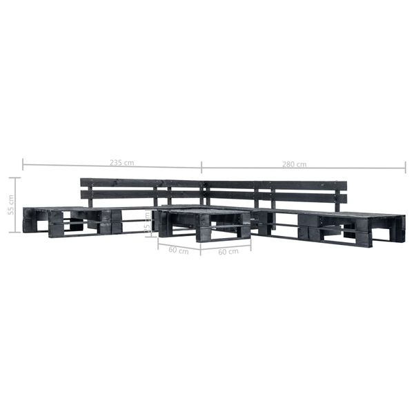 vidaXL Garden Lounge Set Black Treated pinewood Large Durable Rustic