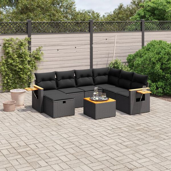 vidaXL Garden Sofa Set Black
