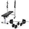 vidaXL Workout Bench with Weight Rack, Barbell and Dumbbell Set 133.4 lb (90366+90375)