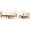 vidaXL Garden Lounge Set Cream White Bamboo, Polyester Standard Modular