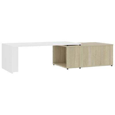 vidaXL Coffee Table White and Sonoma Oak 59.1"x19.7"x13.8" Engineered Wood