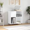 vidaXL Record Cabinet White Engineered wood, iron Medium Record Cabinet