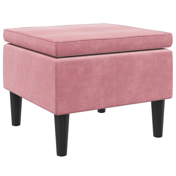 vidaXL Stool Pink Velvet (100% polyester), rubber wood Compact Modern