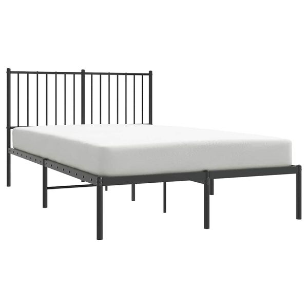 vidaXL Bed Frame Black Steel 47 x 79 in Bed Frame Rectangular
