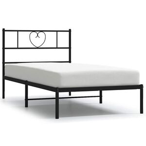 vidaXL Bed Frame Black Powder-Coated Steel Twin Bed Frame Rectangular