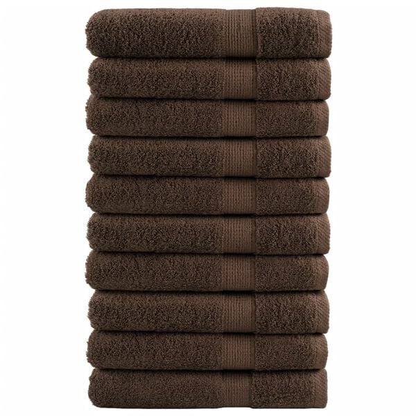 vidaXL Sauna Towel Set of 10 Brown 100% cotton 31.5 x 78.7 in