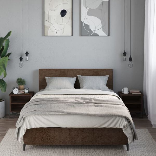 vidaXL Bedside Cabinet Set of 2 Brown oak Engineered wood, metal Small