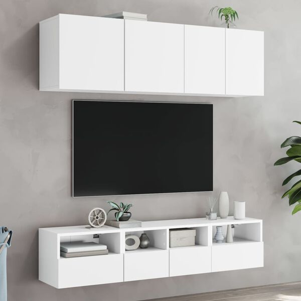 vidaXL TV Wall Cabinet Set of 2 White Engineered wood Small