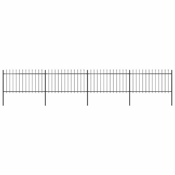 vidaXL Garden Fence with Spear Top Steel 281.3"x39.4" Black