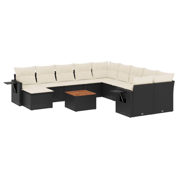 vidaXL Garden Sofa Set Black, Cream White